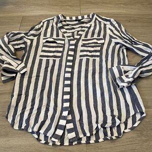 A.N.A striped casual button down with front pockets size Small Petite